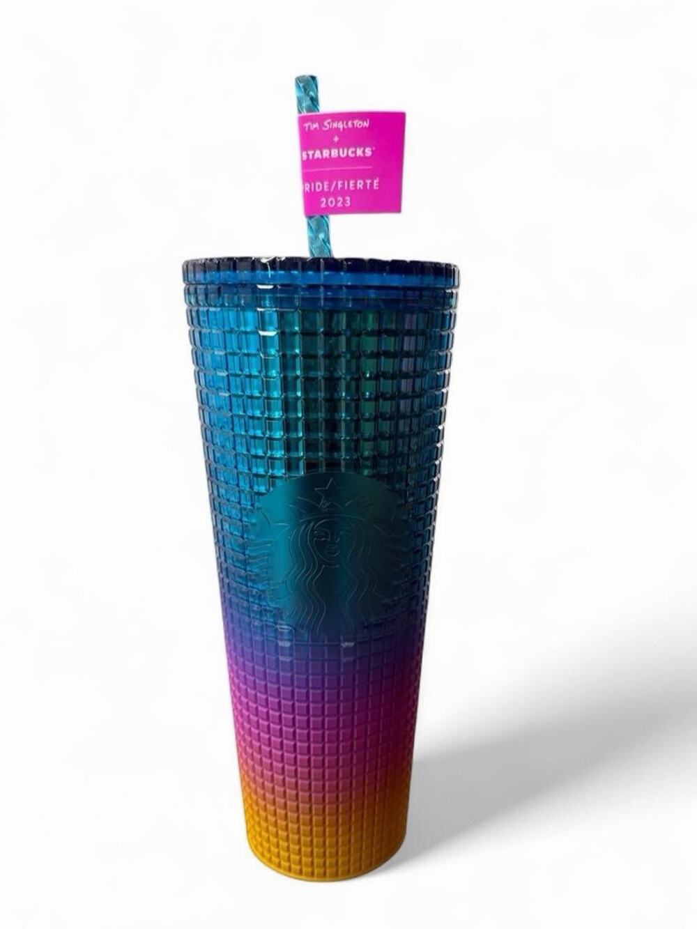 Starbucks Rainbow Grid Tumbler Summer 2023 Tim Singleton Pride 24oz Cold Cup NEW